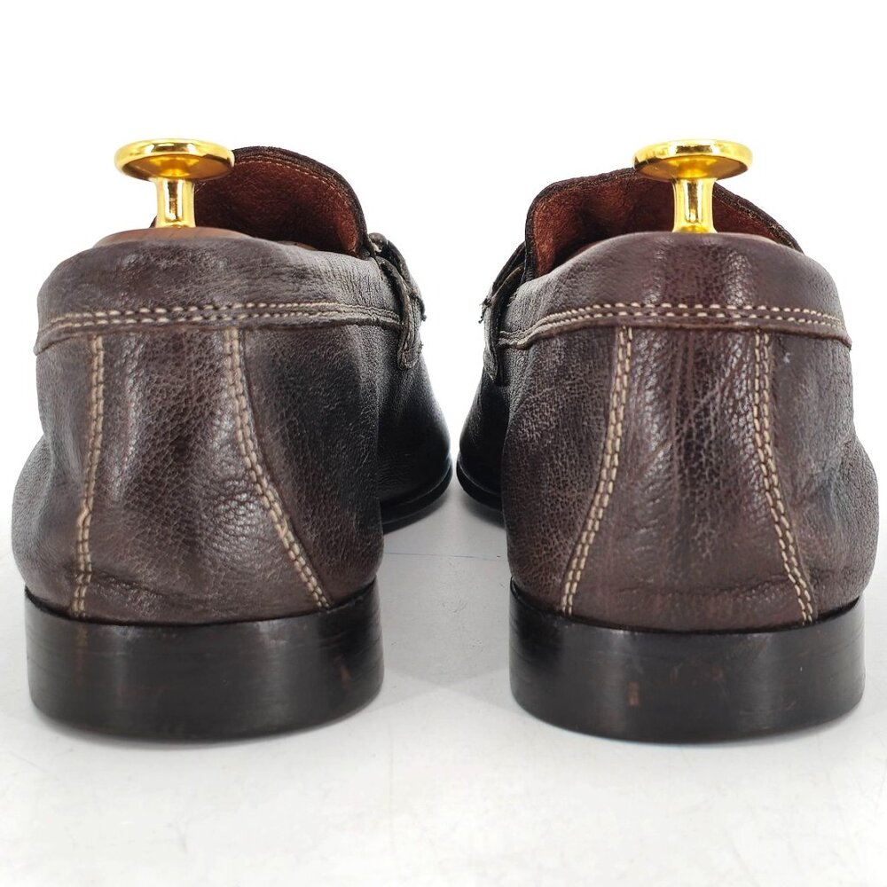 Donald J. Pliner Signature Bit Loafers Mens 9.5 Brown Pebble Leather Dress Shoes - Picture 5 of 11